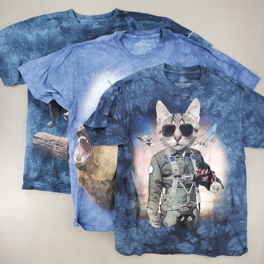 Lot 3x The Mountain Shirt Sz M American Cat Pilot‎ Bear Abraham Lincoln Top Gun